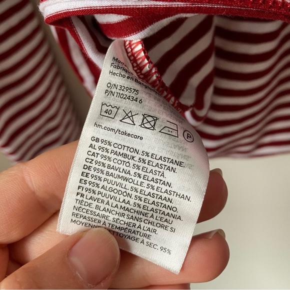 Set of 2: Black and Red Striped basic long sleeve tops stretchy form fitting XS - Picture 5 of 14